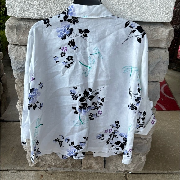 JM Collection Linen button down top blouse size 12 - Picture 6 of 8